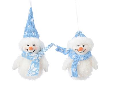 DECORAZIONE PENDENTE PUPAZZO DI NEVE CELESTE