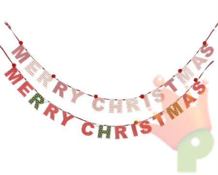 GHIRLANDA IN COTONE MERRY CHRISTMAS 2X170X10CM 2.COL.ASS