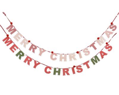 GHIRLANDA IN COTONE MERRY CHRISTMAS 2X170X10CM 2.COL.ASS