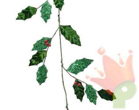 GHIRLANDA DI AGRIFOGLIO VELLUTO VERDE