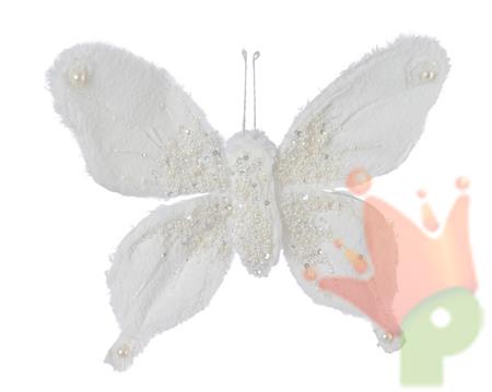 FARFALLA BIANCA CON CLIP 6X30X24 CM