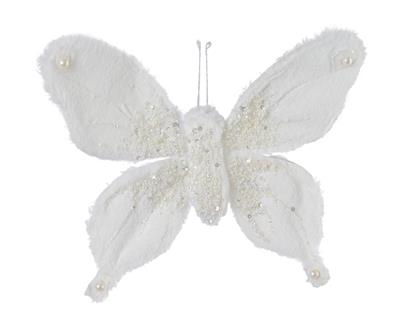 FARFALLA BIANCA CON CLIP 6X30X24 CM