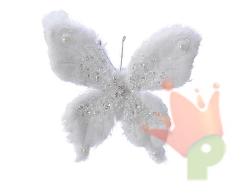 FARFALLA BIANCA CON CLIP 12CM