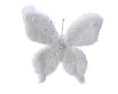 FARFALLA BIANCA CON CLIP 12CM