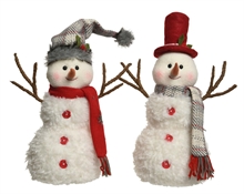 PUPAZZO DI NEVE BIANCO CON SCIARPA E CAPPELLO 21X35X43CM