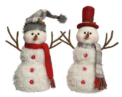 PUPAZZO DI NEVE BIANCO CON SCIARPA E CAPPELLO 21X35X43CM