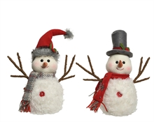 PUPAZZO DI NEVE BIANCO CON SCIARPA E CAPPELLO 14X29X28CM