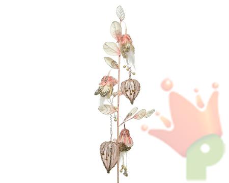 RAMO CON FIORE LANTERNA ROSA CIPRIA 13X97 CM