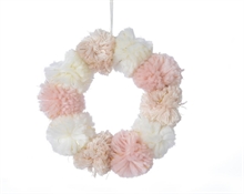 CORONA POMPOM ROSA D. 18CM