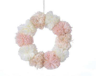 CORONA POMPOM ROSA D. 18CM