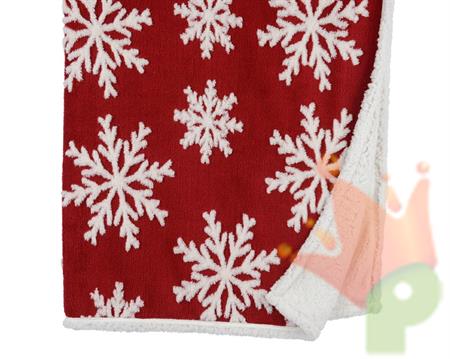 PLAID IN SACCO ROSSO DECORAZIONE FIOCCO DI NEVE 130X150CM