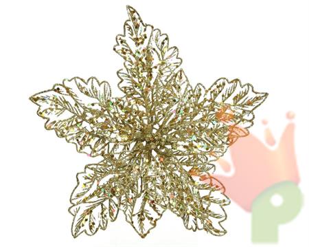 STELLA DI NATALE ORO GLITTER CON CLIPS 23,5X10 CM
