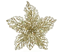 STELLA DI NATALE ORO GLITTER CON CLIPS 23,5X10 CM