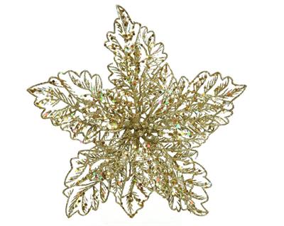 STELLA DI NATALE ORO GLITTER CON CLIPS 23,5X10 CM