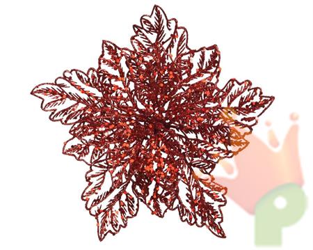 STELLA DI NATALE ROSSA GLITTER CON CLIPS 23,5X10 CM