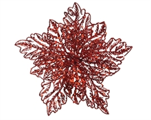 STELLA DI NATALE ROSSA GLITTER CON CLIPS 23,5X10 CM