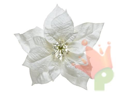 STELLA DI NATALE BIANCA CON CLIP D.24CM
