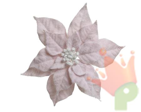 STELLA DI NATALE ROSA INNEVATA CON CLIP 28CM