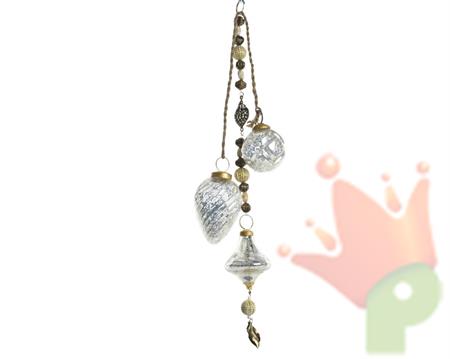 DECORAZIONE PER ALBERO DI NATALE VETRO ARGENTO