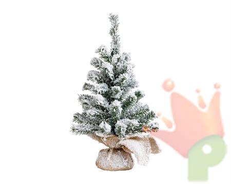 MINI ALBERO DI NATALE INNEVATO CON BASE JUTA 45 CM