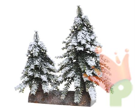 MINI ALBERI DI NATALE INNEVATI SU TRONCO 27XH.27X14 CM