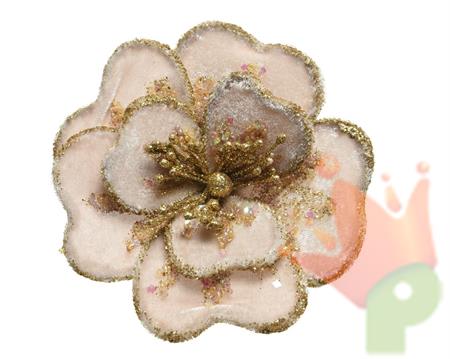 FIORE IN VELLUTO AVORIO D.14X6 CM