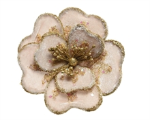 FIORE IN VELLUTO AVORIO D.14X6 CM