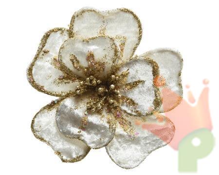 FIORE IN VELLUTO ROSA CON CLIP
