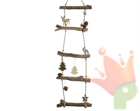 SCALETTA IN LEGNO CON FIGURE NATALIZIE 2,5X34X110CM
