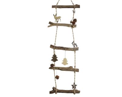 SCALETTA IN LEGNO CON FIGURE NATALIZIE 2,5X34X110CM