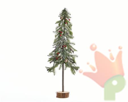 MINI ALBERO DI NATALE SU TRONCO NEVE CON BACCHE  10X22X50 IN pe