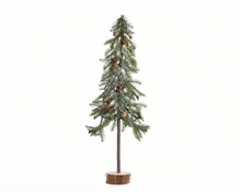 MINI ALBERO DI NATALE SU TRONCO NEVE CON BACCHE  10X22X50 IN pe