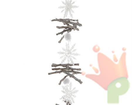 GHIRLANDA IN LEGNO CON FIOCCHI DI NEVE 90CM