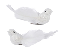 UCCELLINO BIANCO GLITER CON CLIP 2PZ 9X2,5X3