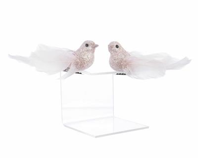 UCCELLINI ROSA CIPRIA GLITTER CON CLIP