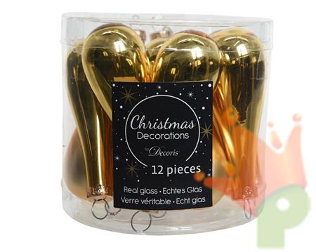 PALLINE DI NATALE A GOCCIA ORO 12 PZ