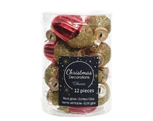 PALLINE DI NATALE GHIANDA ROSSO E ORO 12 PZ
