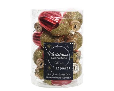 PALLINE DI NATALE GHIANDA ROSSO E ORO 12 PZ