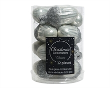 PALLINE DI NATALE GHIANDA BIANCO ARGENTO 12 PZ