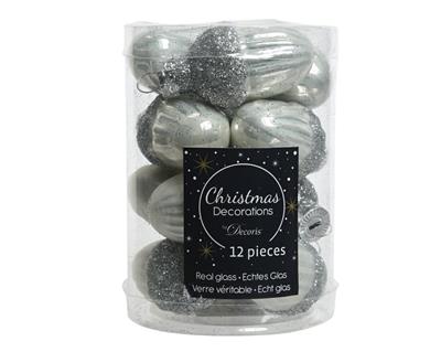 PALLINE DI NATALE GHIANDA BIANCO ARGENTO 12 PZ