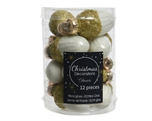 PALLINE DI NATALE GHIANDA BIANCO ORO 12 PZ