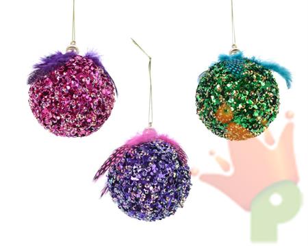 PALLINE DI NATALE MULTICOLOR  8 CM 3PZ