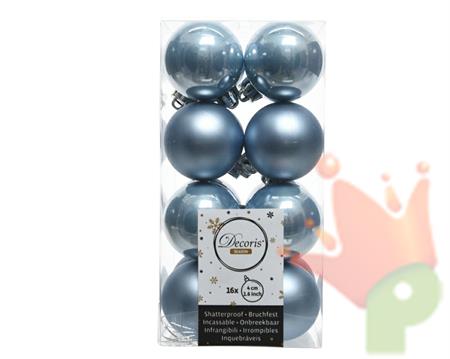 PALLINE NATALIZIE 40MM BLU STEEL BOX DA 16 PZ