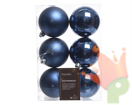 PALLINE DI NATALE BLU NOTTE 8 CM CONFEZIONE 6 PZ