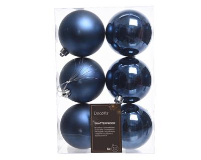 PALLINE DI NATALE BLU NOTTE 8 CM CONFEZIONE 6 PZ