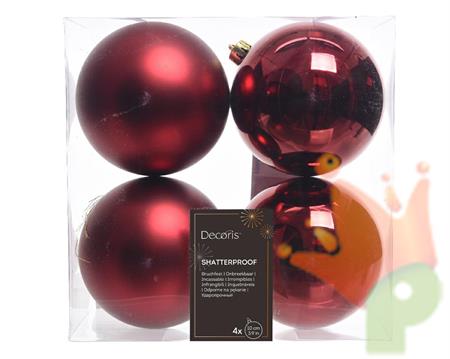 PALLINE DI NATALE BORDEAUX 10 CM CONFEZIONE 4 PZ