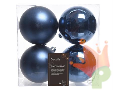 PALLINE DI NATALE BLU NOTTE 10 CM CONFEZIONE 4 PZ