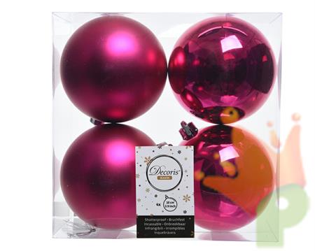 PALLINE DI NATALE FUCSIA 10 CM CONFEZIONE 4 PZ