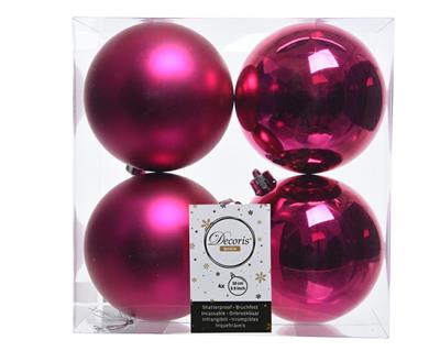 PALLINE DI NATALE FUCSIA 10 CM CONFEZIONE 4 PZ