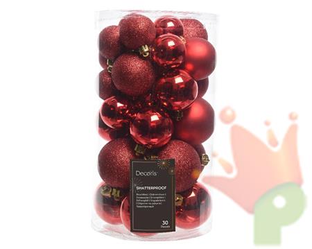 PALLINE DI NATALE ROSSE ASSORTITE 6CM 30 PZ